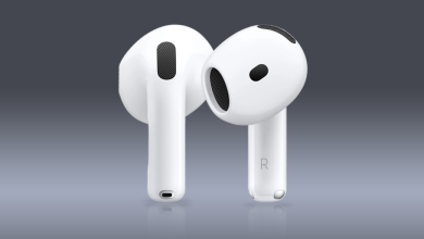 Apple AirPods 4 Die Apple AirPods 4 Kopfhörer auf dunklem Hintergrund
